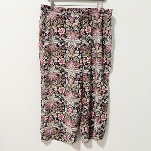 LOFT Fluid Floral‎ Patterned Wide-Leg Pants Womens Size Large Drawstring Pullon
